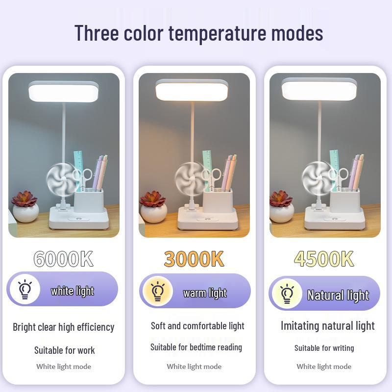 LED Eye-Care Desk Lamp with Pen Holder - Student Dorm & Office USB Night Light