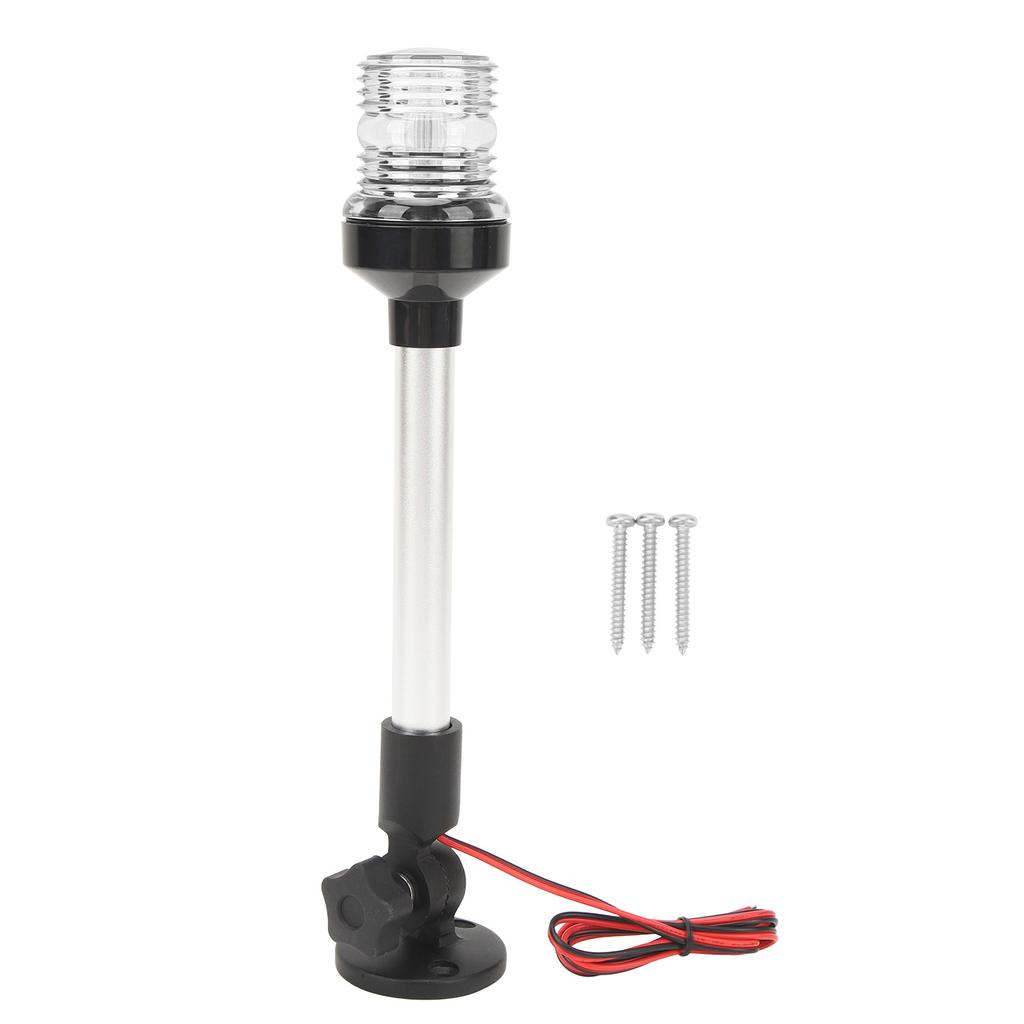 12in LED Fold Down 360 Degree All Round Anchor Navigation Light Stern Pole Lamp with Aluminum Alloy Base for Fishing