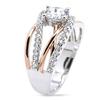Small Jewelry Violent 14K Gold Zircon Ring Women, Cross Simple Surround Wedding Ring