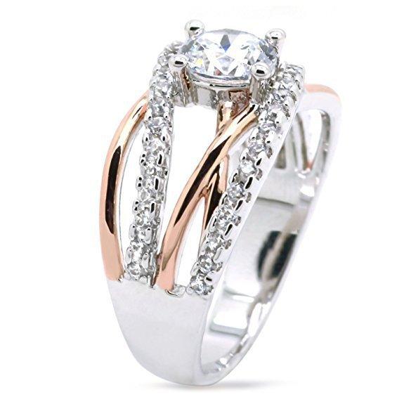 Small Jewelry Violent 14K Gold Zircon Ring Women, Cross Simple Surround Wedding Ring