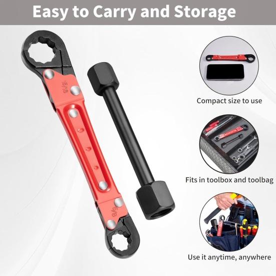 Angle Block Removal Wrench Tool Double-Ended Ratcheting Plumber Wrench Non-Slip Grip Pipe Angle Stop Wrench Kit