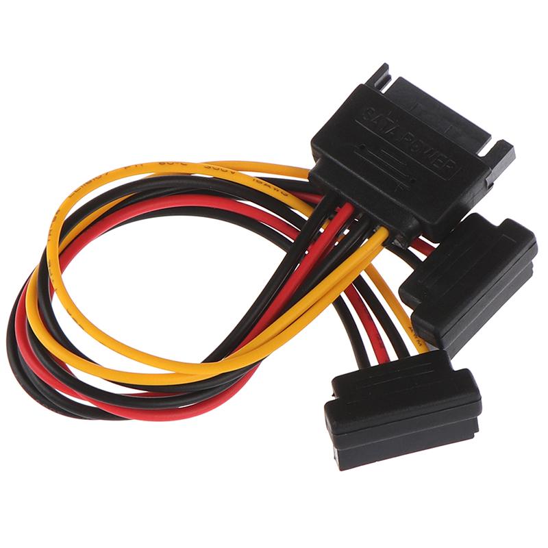 90 Degree Sata 15-Pin Male To 2 X 15P Female Y Splitter Adapter Power Cable