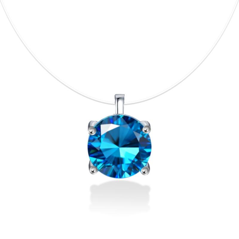 S925 Silver Topaz Four-Prong Pendant Necklace - Versatile Clavicle Chain for Everyday Wear, Perfect for Best Friends or Girlfriends.