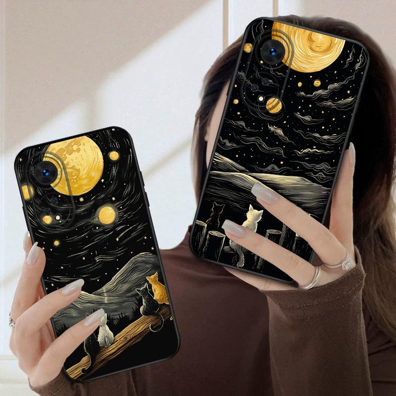 Background Cat For Oppo A98 54s 17 A96 40 60 80 58 79 74 Reno 10 4Z 5G 5 Lite Find X 2 3 8 Pro 13 12 silicone soft phone case