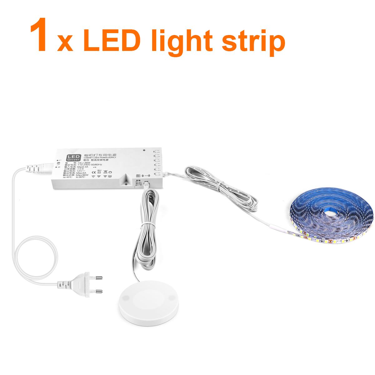 

High Brightness Under Cabinet LED Strip Light Bookcase Wardrobe Storage Display Closet Lamp Dimmable Touch Sensor Led Tape 1-5m Natural White&US Power Plug&1m