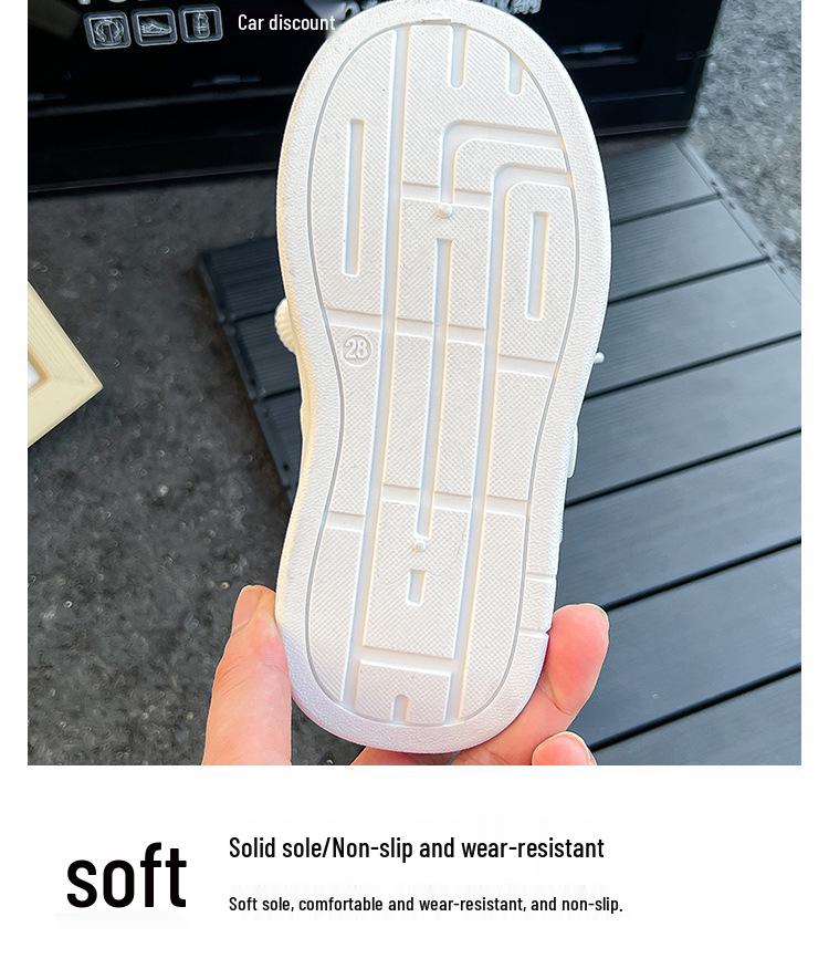 2025 Autumn Girls' Skate Shoes: Soft Sole, Non-Slip, Cartoon Design, Casual White.