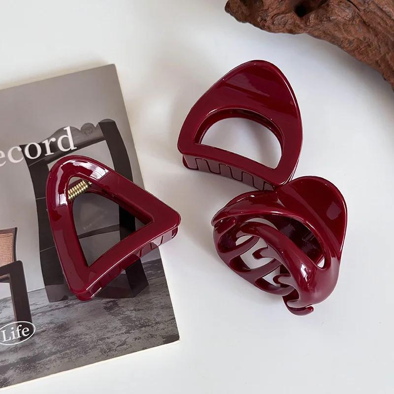 Retro Pumpkin Geometry Hair Claw Womens Girls Elegant Hairpins Shark Clips Crab Barrettes High Ponytail Half Tied Hair Headdress