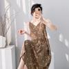 New Women's Cotton and Silk Nightgown Summer Thin Large Size Printing Sweet Floral Pajamas Sleeveless Outer Suspenders