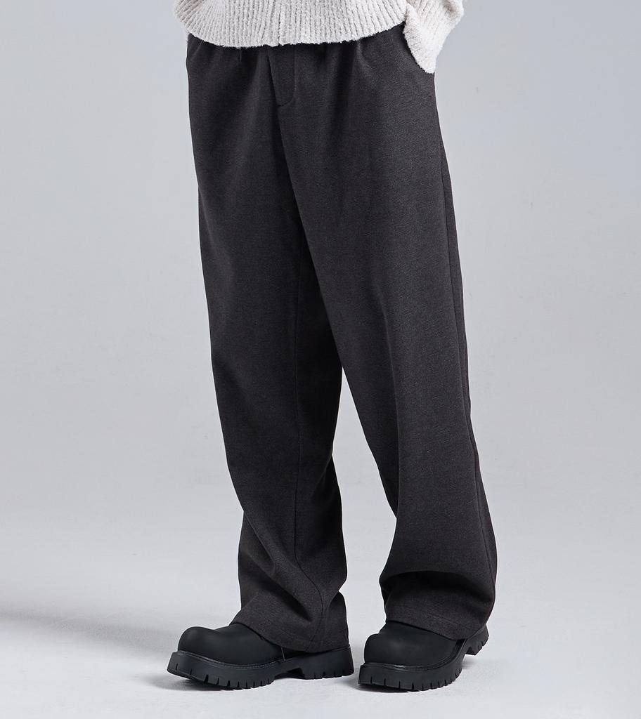 Beoteunseoul Double Button Tweed Textured Slacks (Charcoal)