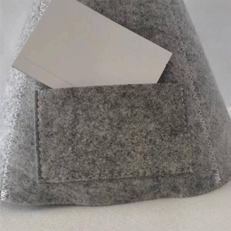Gray & White Felt Bath Cap  Minimalist Thickened Sauna Hair Drying Cap Absorbent Heat-Preserving with Card Pocket