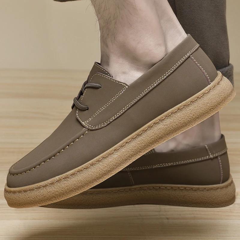 Elegantes Men Genuine Leather Shoes Business Dress Shoes All-Match Casual Flat Lace-Up Oxford Shoes Antiskid Man Formal Footwear