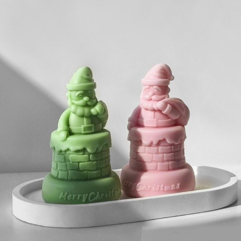Festive Santa Claus Scented Candle Mould Festival Santa Claus Scented Candle Silicone Mold for DIY Crafts Workshops