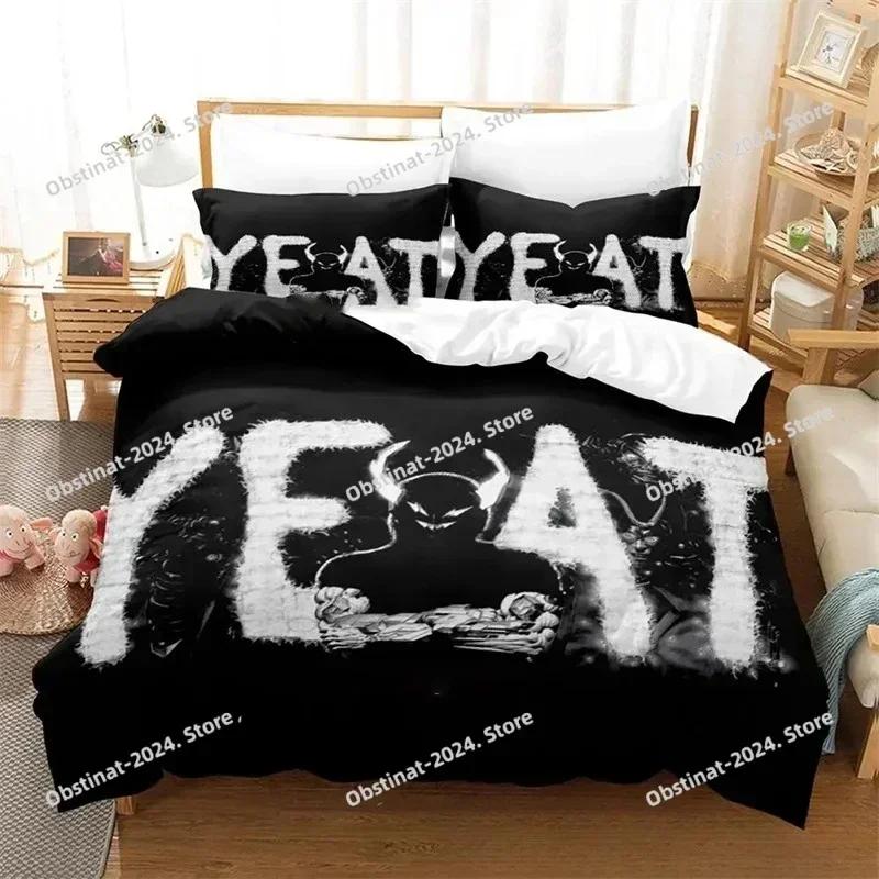 3D Hip Hop Singer Yeat Bedding Set Printed Single Comforter Quilt Bed Cover Duvet Cover Pillow Case 3 Pieces Set Kids Adult Size