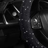 Women Fashion Black Velvet Bling Steering Wheel Cover with Black Diamonds, 15 Inch Standard Glitter Rhinestone Car Wheel Cover Sparkling, Full