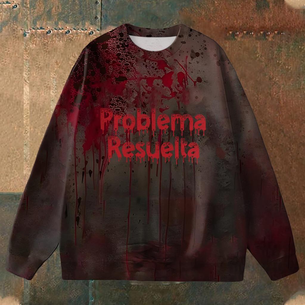 Herbst 3D Blutfleck bedruckte Sweatshirts Modische Lässige Sport Langarm Herren Sweatshirts
