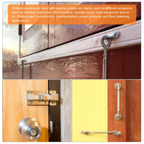 uxcell #6x12mm Flat Head Phillips Self-Tapping Wood Screws, 304 Stainless Steel, Countersunk Head, for Woodworking, 50 Pieces