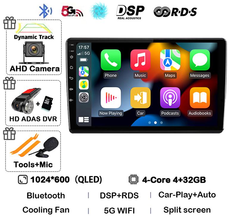 Android 14 Carplay Auto For Skoda Fabia 2 2007-2012 2013 2014 Car Radio GPS Stereo Multimedia Player Head Unit 2 Din WIFI+4G DSP
