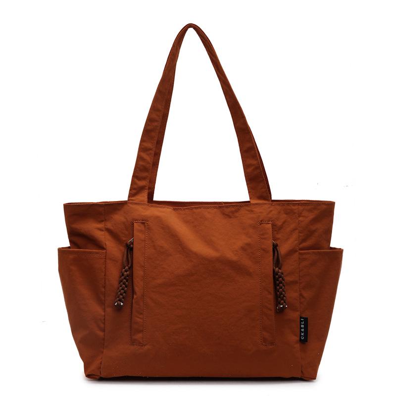 Japanese-Style Waterproof Nylon Minimalist Shoulder Bag for Women - Large Capacity Commuter Tote