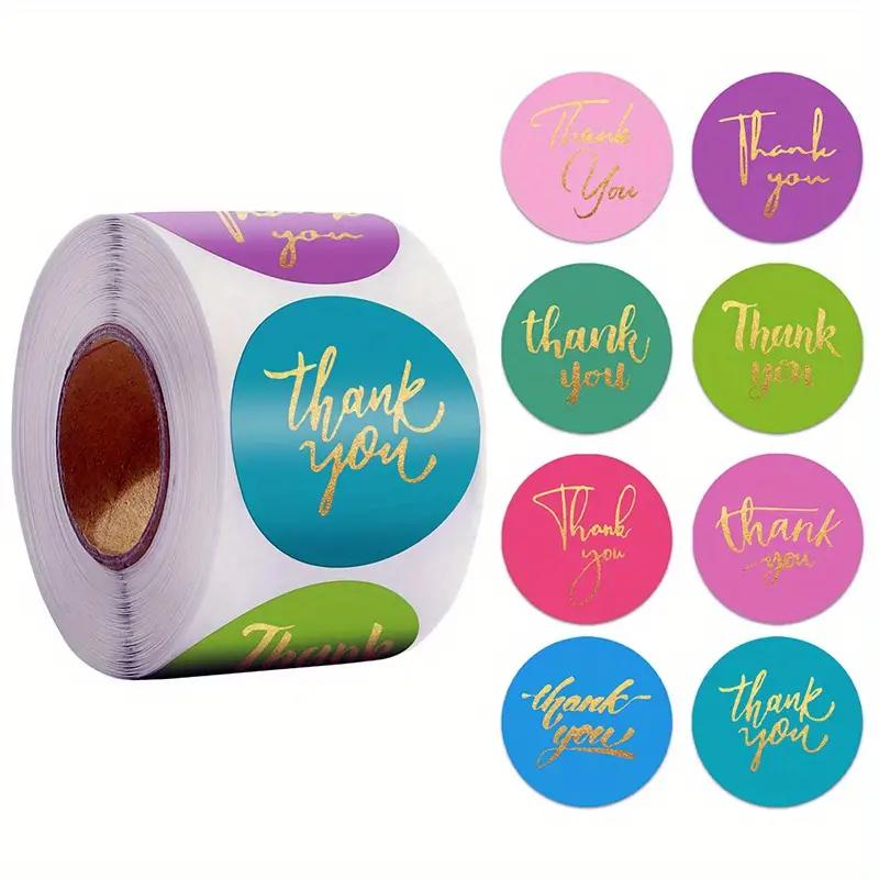 500Sheets/roll Bronzing Self-Adhesive Thank You Stickers Box Seal Gift Box Decor Bag Packaging Label