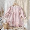 Girls' Floral Long-Sleeve Mid-Length Spring 2025 Princess Dress - Korean Pastoral Style