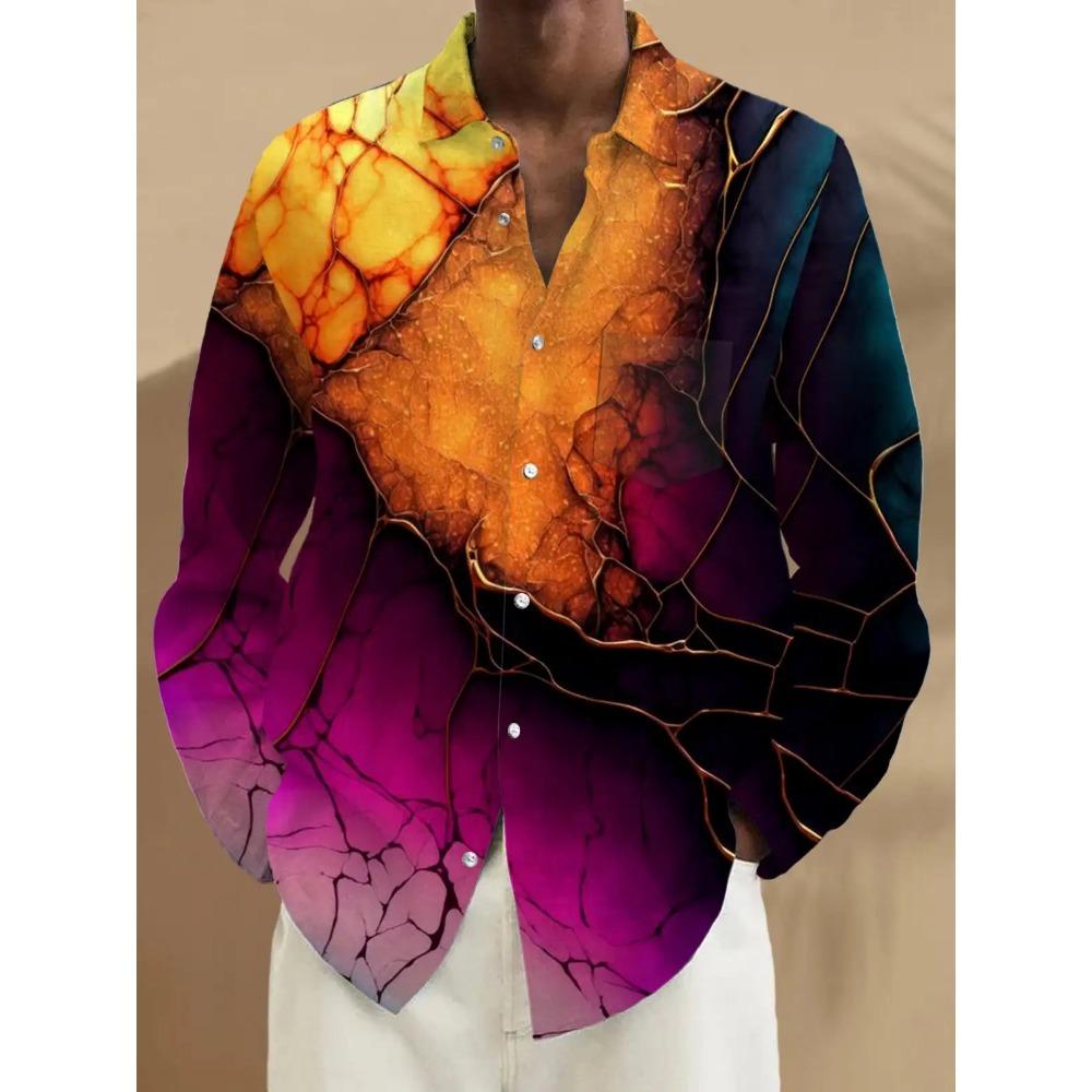 

Мужские рубашки Рубашки на пуговицах Повседневные рубашки Весна и лето С принтом Длинные рукава Повседневные Модные Удобные 3XL