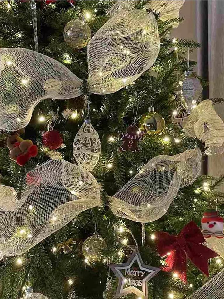 1PC Christmas Tree decoration gold PP yarn with Christmas decoration pendant Metal net/Christmas ribbon/gift wrapping ribbon