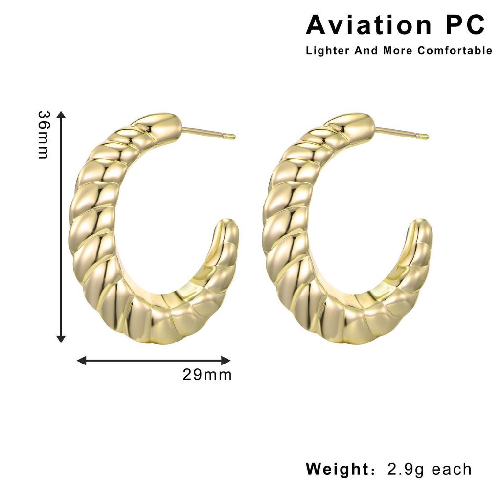 Geometric Retro French Style Stainless Steel Hoop Earrings