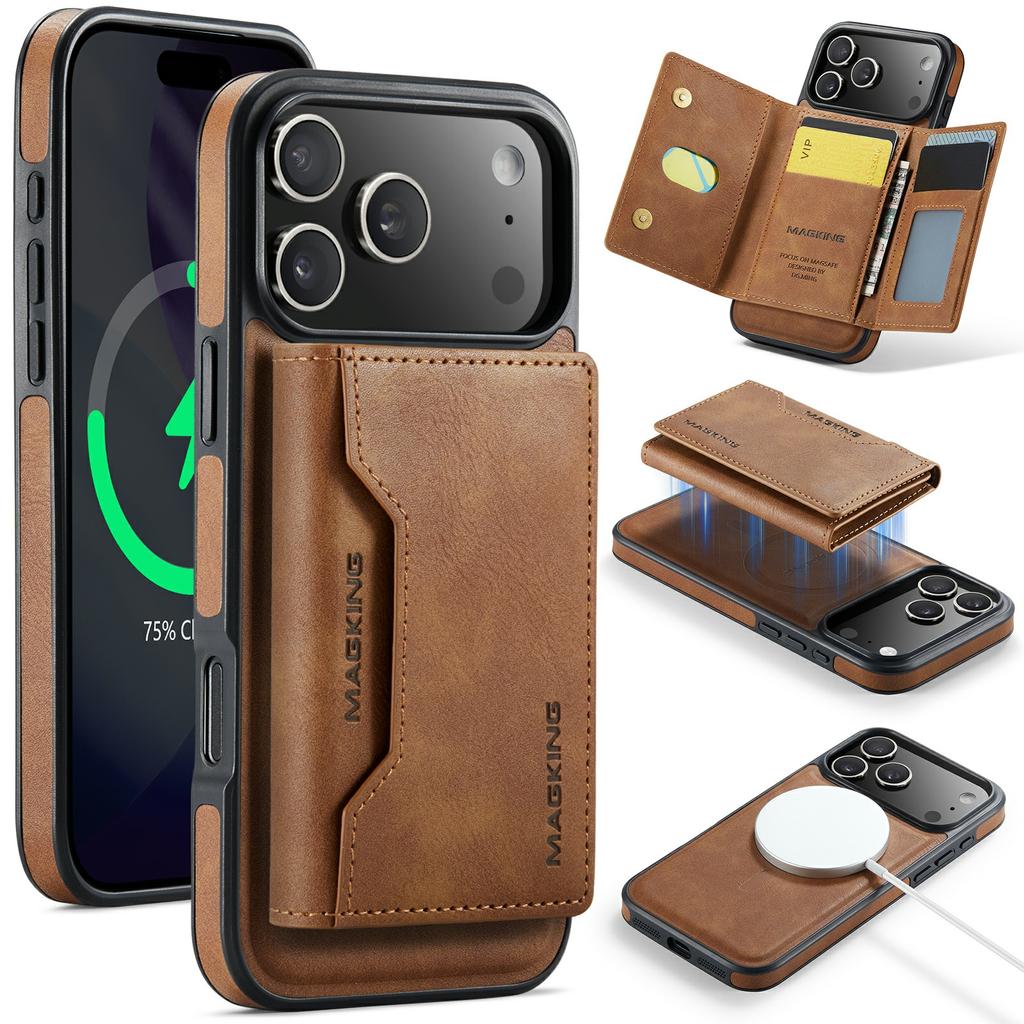 MAGKING K2 Series For iPhone 17 Pro Case Compatible with MagSafe PC+TPU+PU Phone Cover