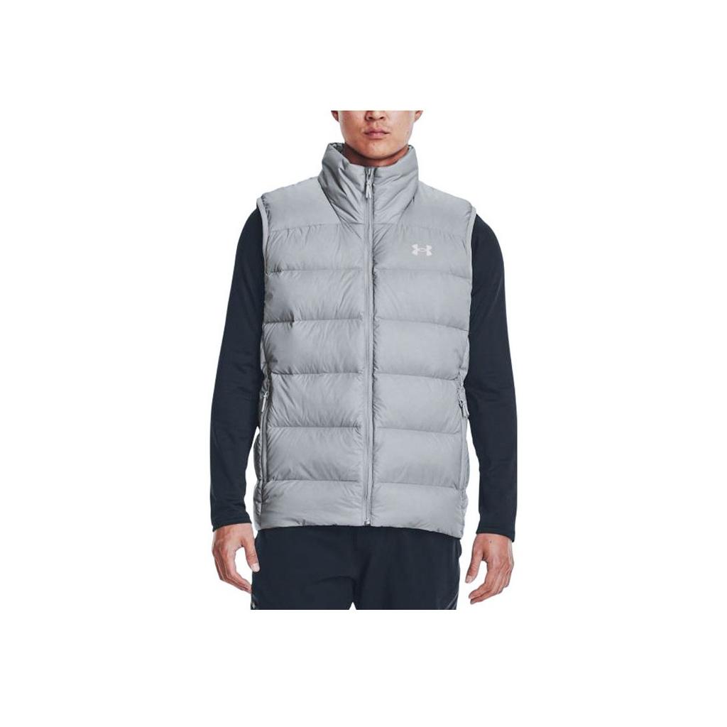 Under Armour Solid Color Logo Print Zip-Up Collar Sleeveless Vest Men Tops Gray 1372650-558