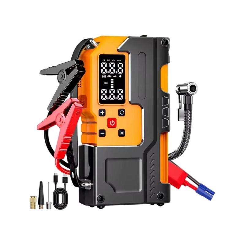 Multifunction Car Jump Starter Power Backup With Built In Tire Inflator Air Compressor 150PSI For Vehicle Battery Emergency