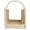 Panier à bûches - CREATIVE HOME - Cheminée - Osier 100% naturel - Poignée - Blanc 50x34x50 cm