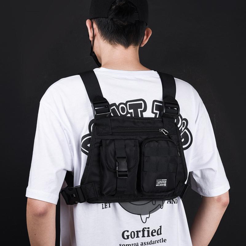 Casual Oxford Cloth Chest Bag Large Capacity Multi Pocket Men Vest Bag Waterproof Mountaineering Bag Outdoor Sports Bag