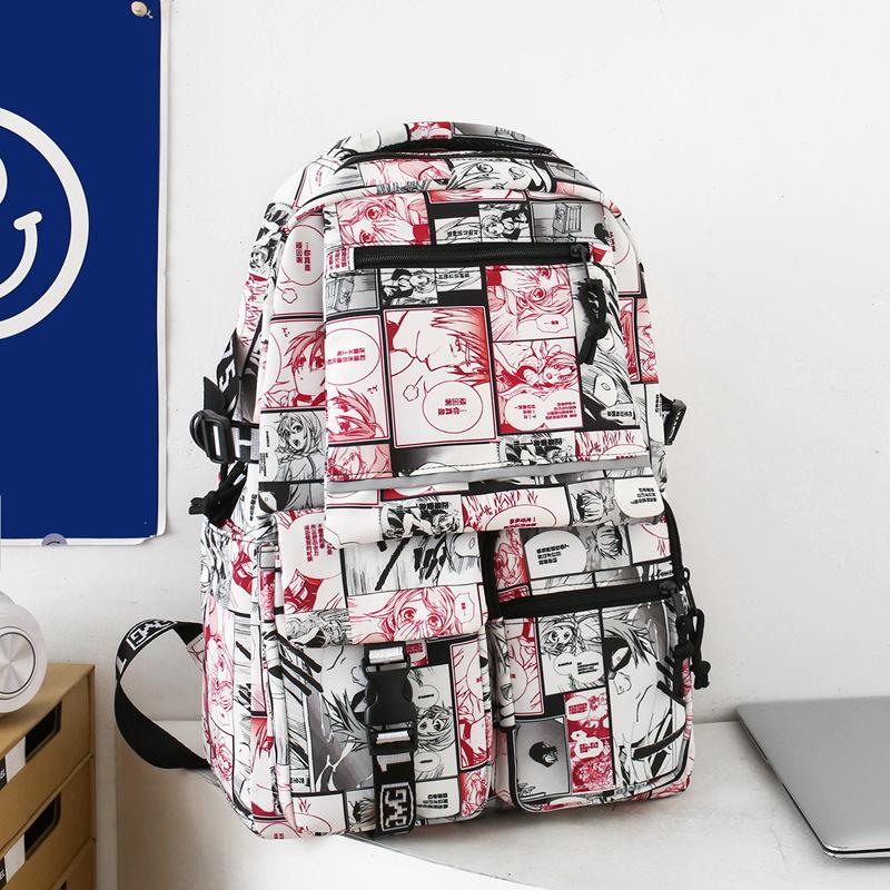 Graffiti Print Student Schoolbag Boys Large Capacity Backpack Girls Campus Backpack