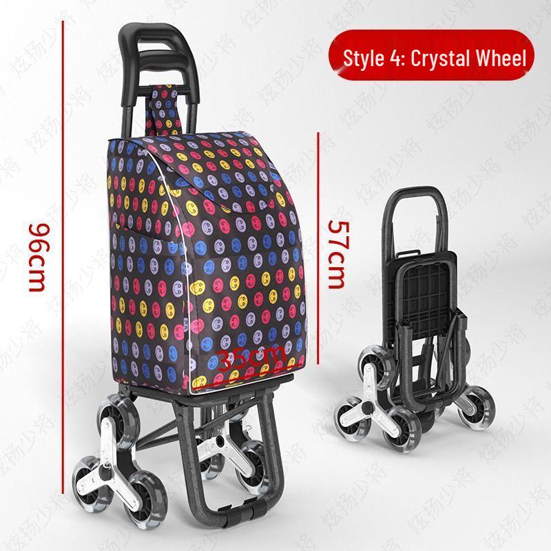 Lightweight Folding Shopping Cart: Portable Trolley for Groceries, Vegetables, and Household Items; Ideal for Elderly Use.