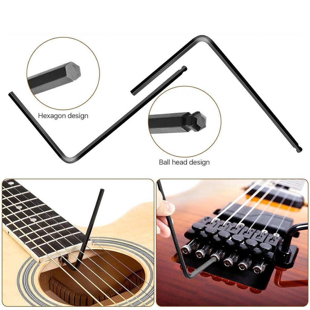 20-Piece Set: Multi-Size, Multi-Function Guitar Truss Rod Wrenches for Curvature Measurement and Adjustment—Neck Adjustment Tools