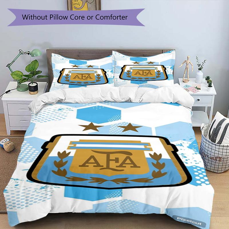 Argentina Football Club Printed Pattern Duvet Cover Set – Includes 1 Duvet Cover and 2 Matching Pillowcases Bedroom Decor Christmas Gifts