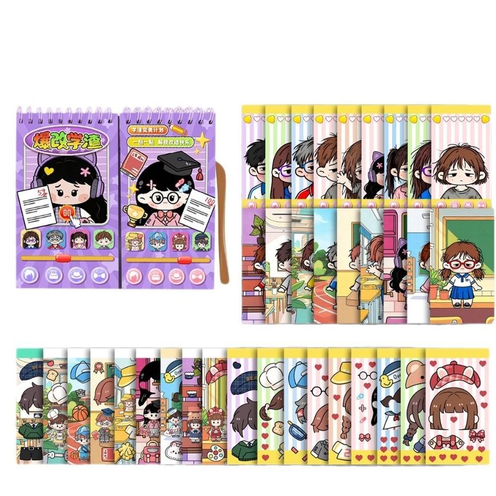 Renovation Family Members Character Dress-Up Sticker Book with Scraper Cartoon Quiet Book Children