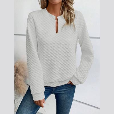 Autumn and Winter Women's Solid Color Dark V-neck Stitching Long-sleeved Casual Sweater
