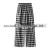 Women's Elastic Waist Plaid Wide-Leg Trousers - Spring/Summer 2026 Collection