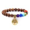 European & American Cross-Border E-commerce Creative 8mm Bead Bracelet with Volcanic Lava & Wooden Beads featuring an Alloy Tree of Life Pendant.