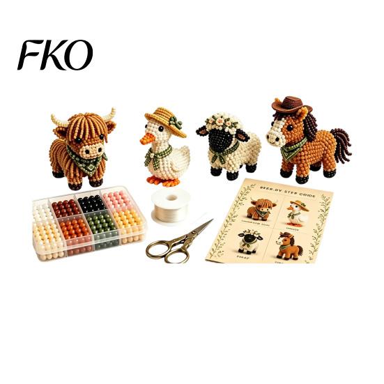 Progetto Creativo con Perline Kit Piccolo Animale 3D con Perline, Kit Fai-da-Te Carino con Perline Colorate e Istruzioni Dettagliate, 4 Modelli