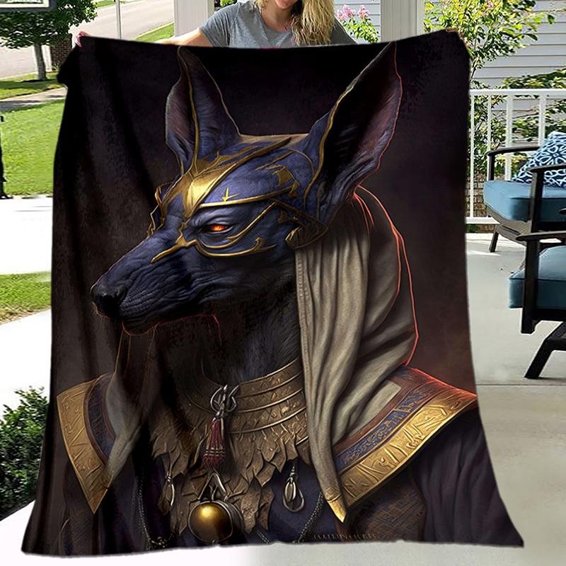 

1PC Ancient Egyptian murals, Vikings, Anubis blanket, all season lightweight home office outdoor nap multifunctional blanket 80cm x 120cm