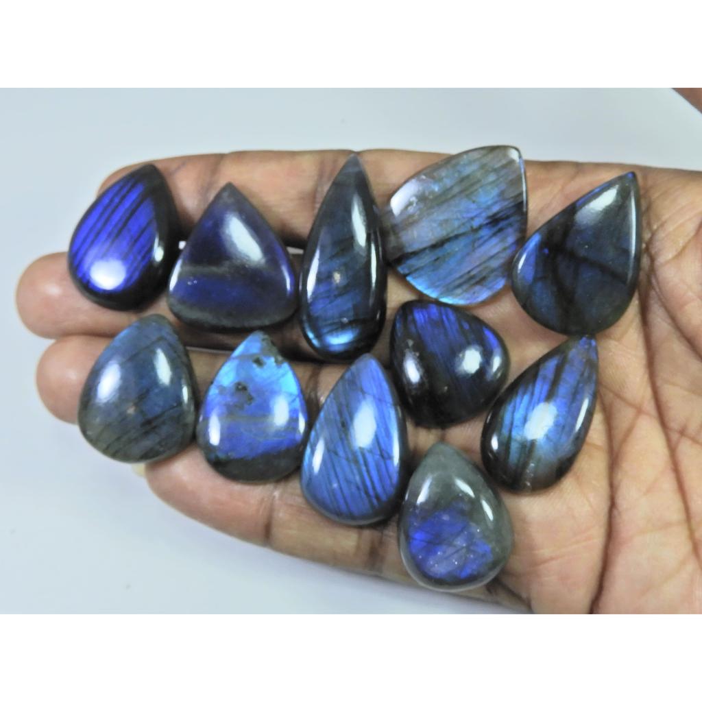 290Cts.Natural Labradorite Blue Flash Pear Cabochon Loose Gemstone 11Pcs Lot LL-1062