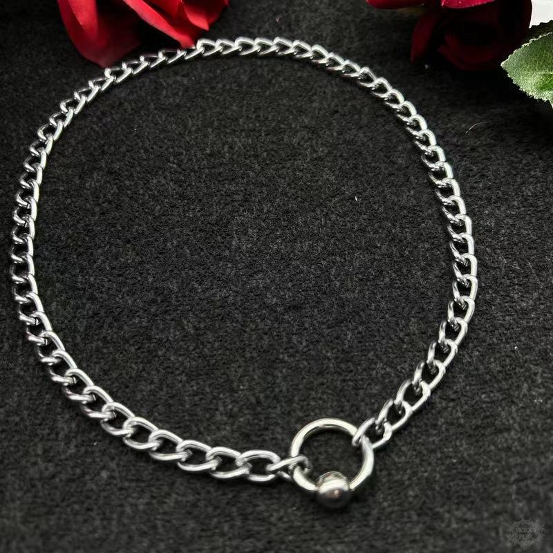 

Steel ball can open circle necklace, thick circular ring collarbone chain necklace