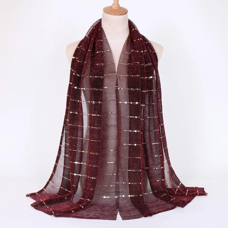 Summer Lurex Glitter Scarf Elegant Lightweight Elastic Shawl For Women Fashion Sparkly Sequined Party Shawls 180*65cm