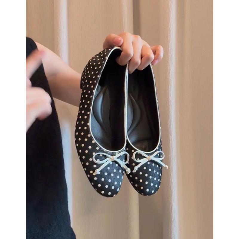 

Sheepskin model~ leather bow inner height increase one pedal shallow mouth single shoes women s retro commuter Mary Jane ballet shoes 40 чёрный