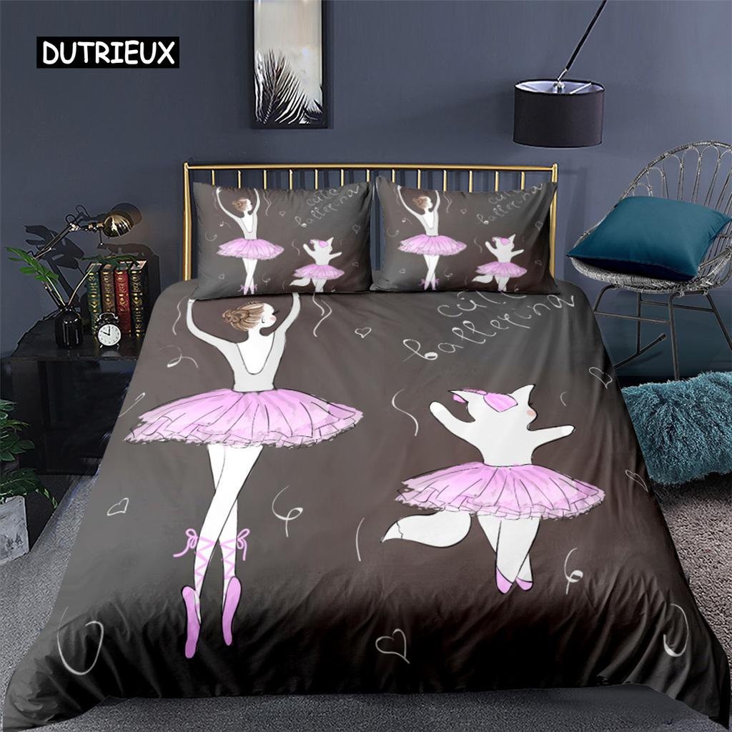 Set de lenjerie de pat pentru fete, balet, dans, fete, husă de pilotă, minunate balerine, 135, roz, husă de pilotă, pat de prințesă, single, HomeTextiles