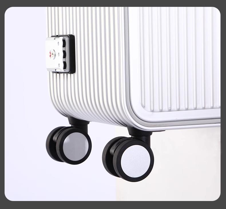 20" Aluminum-Magnesium Alloy Carry-On Suitcase with Front & Side Opening, Metal Pull Rod, and 24" Combination Lock.