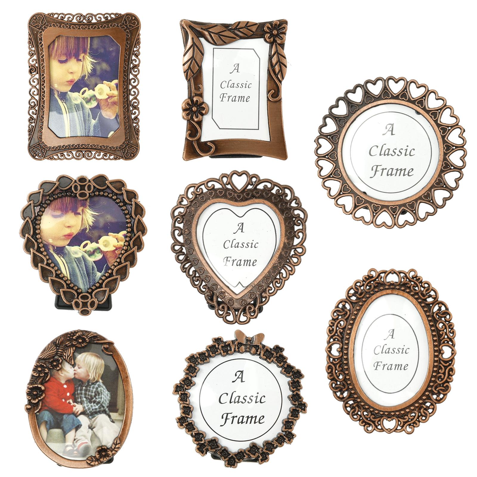 

8Pcs Alloy Vintage Picture Frame Superb Craftsmanship Craft Photo Frame Abundant Pattern Vintage Photo Display for Cafe Tea