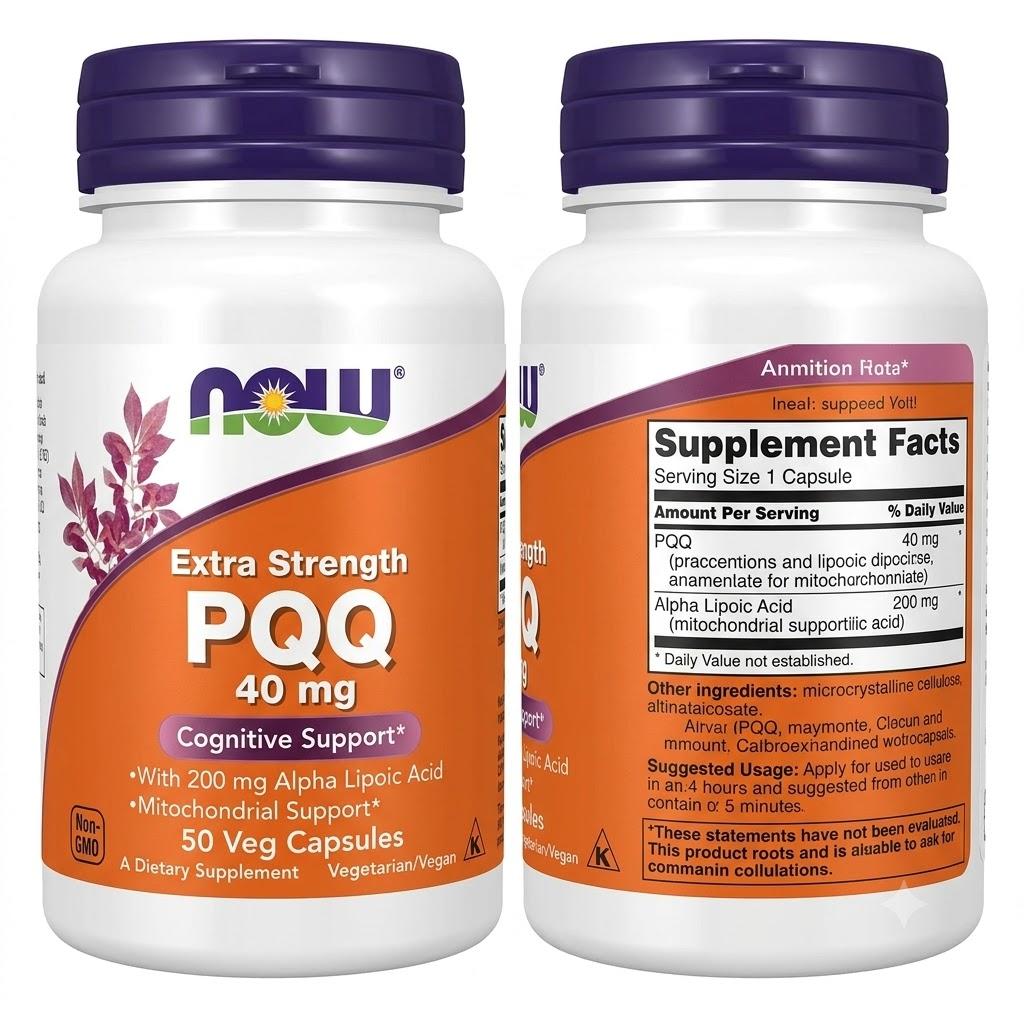 Now Foods PQQ Extra Putere 40mg Capsule Vegetale, (50 Număr) Suport cognitiv 2 Units - 100 Capsules